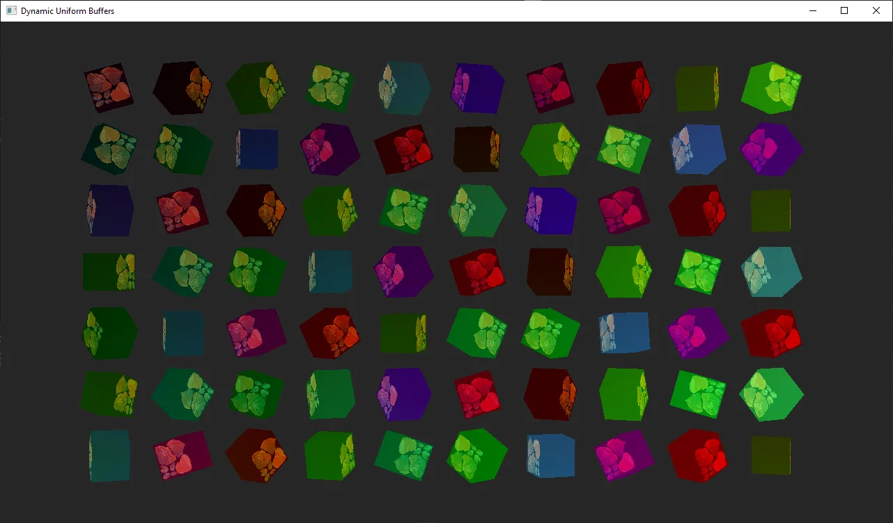 Many cubes rendered with dynamic uniform buffers